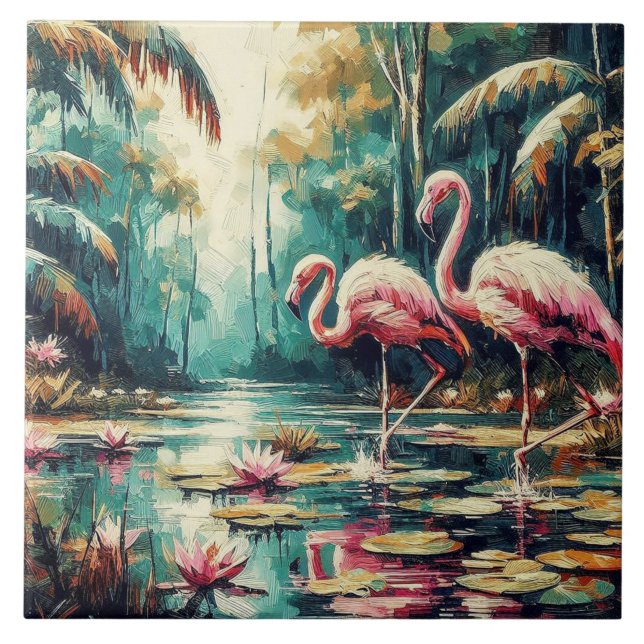 De Cerâmica Azulejo Flamingo Tropical (Frente)