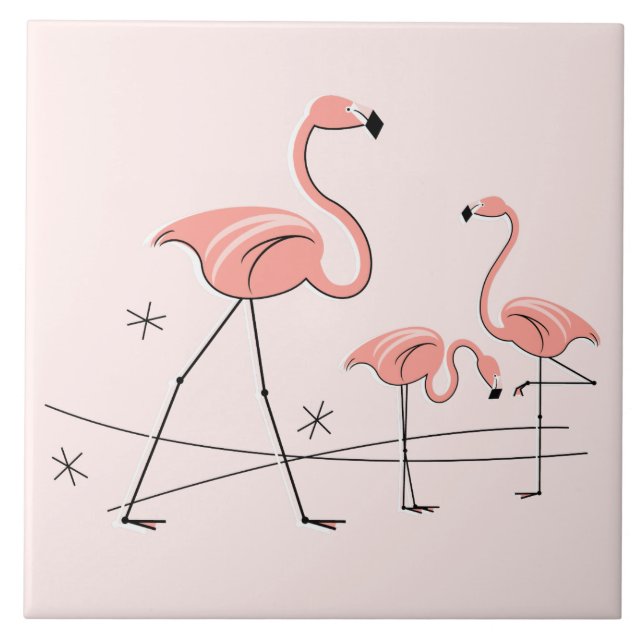 De Cerâmica Azulejo Flamingos Rosa Trio 2 (Frente)