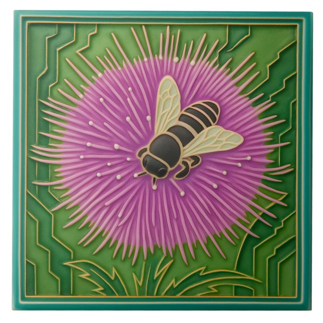 De Cerâmica Azulejo Flor E Abelha (Frente)