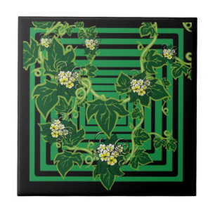 De Cerâmica Azulejo Florah ao quadrado verde