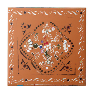 De Cerâmica Azulejo floral alaranjado do estilo indiano