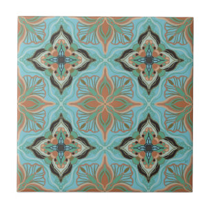 De Cerâmica Azulejo Floral Azul Marroquino Aquarela