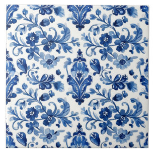 De Cerâmica Azulejo Floral Azul Português Vintage