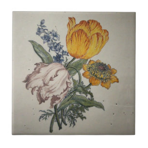 De Cerâmica Azulejo Floral Azul Repro Delft