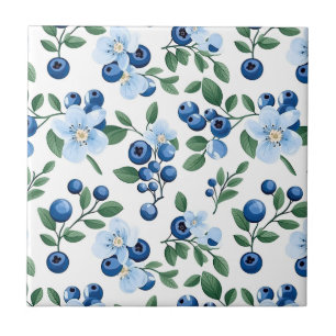 De Cerâmica Azulejo Floral Blueberry