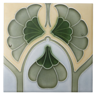 De Cerâmica Azulejo - Floral Bordado Antigo Art Nouveau