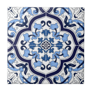 De Cerâmica Azulejo Floral Branco Azul Profundo Siciliano Majó