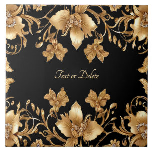 De Cerâmica Azulejo Floral Cerâmico Dourado