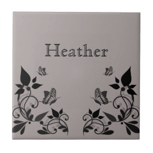 De Cerâmica Azulejo floral da borboleta do ébano