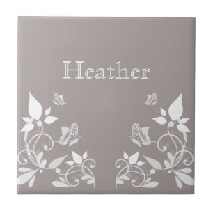 De Cerâmica Azulejo floral da borboleta do marfim