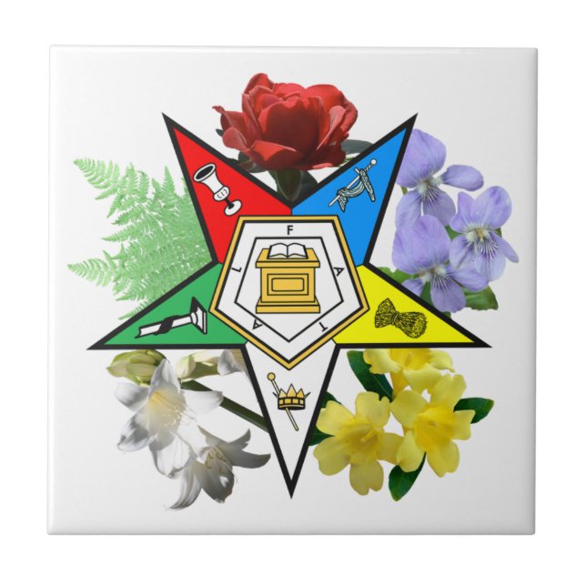 De Cerâmica Azulejo floral da estrela oriental (Frente)