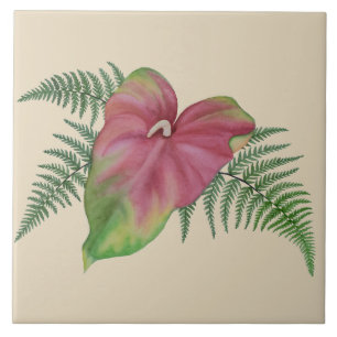 De Cerâmica Azulejo floral das samambaias tropicais do antúri