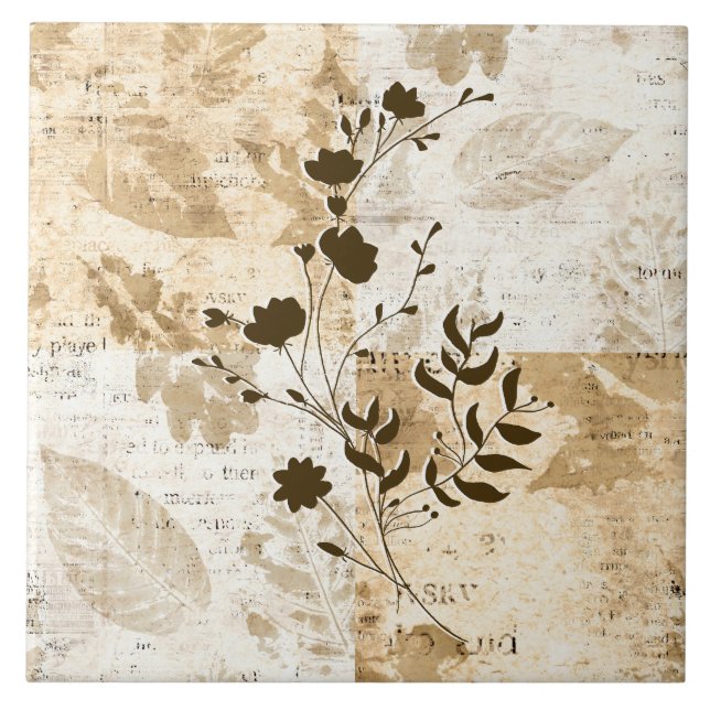 De Cerâmica Azulejo Floral Decorativo Castanho (Frente)