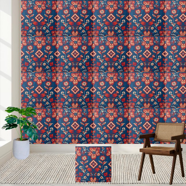 De Cerâmica Azulejo Floral do Estilo Nórdico Encantador (Charming Nordic Style Floral Tile)