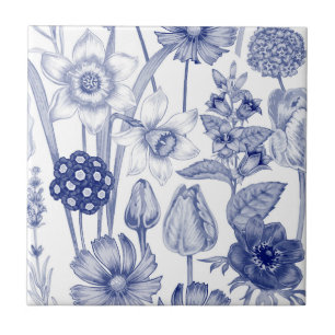 De Cerâmica Azulejo floral do teste padrão do vintage branco