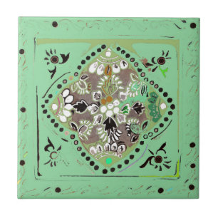 De Cerâmica Azulejo floral do verde indiano do estilo
