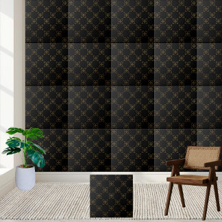 De Cerâmica Azulejo Floral Elegante Black e Dourado Art Deco