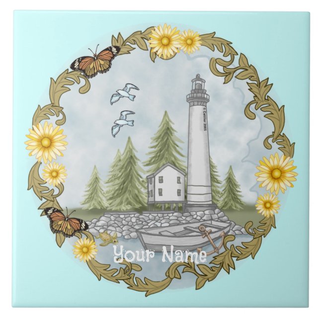 De Cerâmica Azulejo Floral Farol Alabama (Frente)