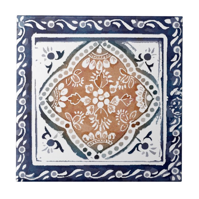 De Cerâmica Azulejo floral indiano 1 (Frente)