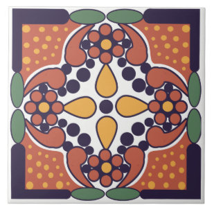 De Cerâmica Azulejo floral inspirado mexicano