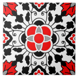 De Cerâmica Azulejo floral marroquino, vermelho profundo, pret