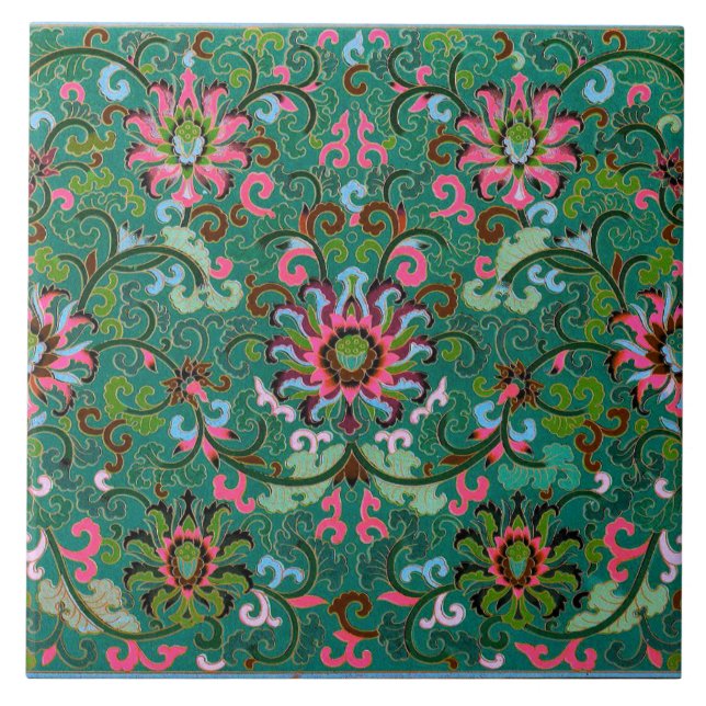 De Cerâmica Azulejo floral oriental antigo (Frente)