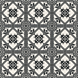 De Cerâmica Azulejo Floral Preto e Branco Vintage