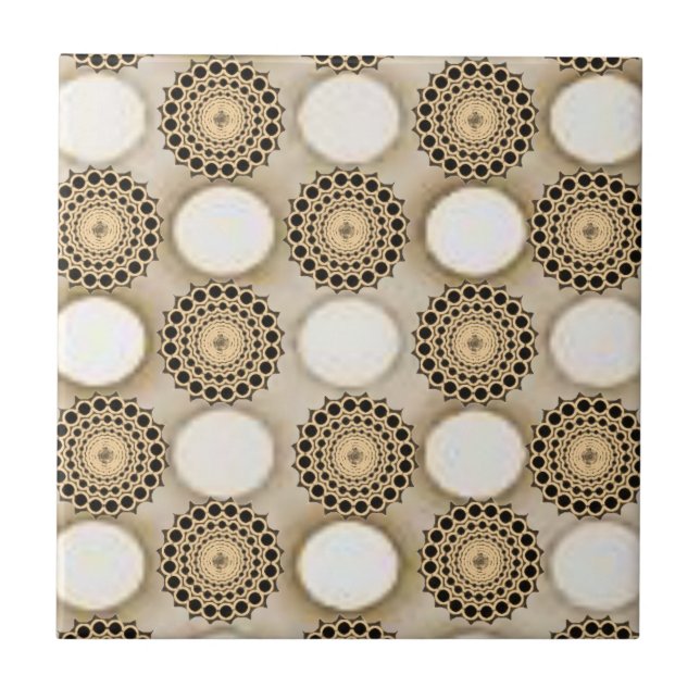 De Cerâmica Azulejo Floral Redondo Bege (Frente)