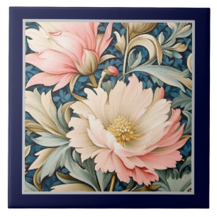 De Cerâmica Azulejo - Floral Rosa Art Nouveau