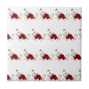 De Cerâmica Azulejo Floral Rosa Vermelha