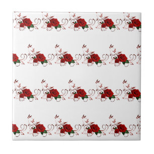 De Cerâmica Azulejo Floral Rosa Vermelha