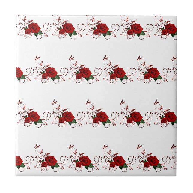 De Cerâmica Azulejo Floral Rosa Vermelha (Frente)