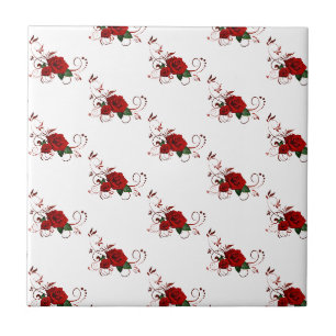 De Cerâmica Azulejo Floral Rosa Vermelha