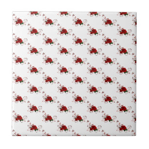 De Cerâmica Azulejo Floral Rosa Vermelha