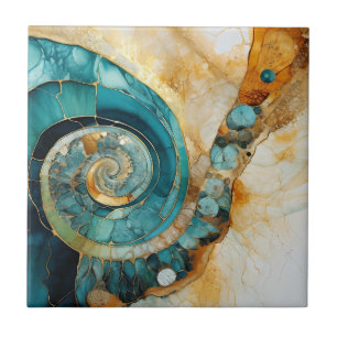 De Cerâmica Azulejo Fóssil Ammonite Gem