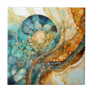 De Cerâmica Azulejo Fóssil Ammonite Gem