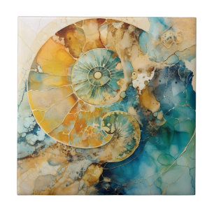 De Cerâmica Azulejo Fóssil Ammonite Gem
