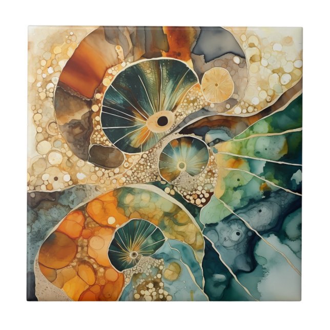 De Cerâmica Azulejo Fóssil Ammonite Gem (Frente)