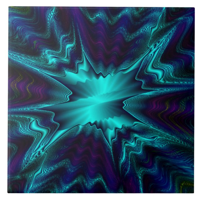 De Cerâmica Azulejo Fractal Azul Cobalto (Frente)