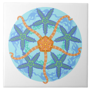 De Cerâmica Azulejo frágil da mandala da estrela do mar