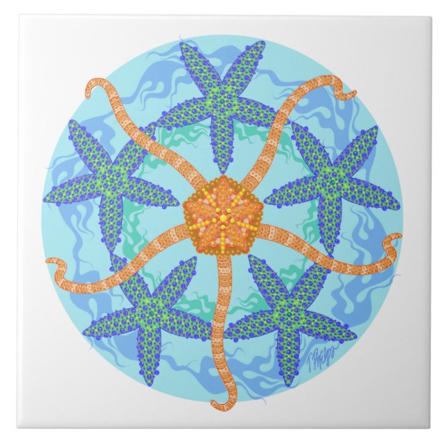 De Cerâmica Azulejo frágil da mandala da estrela do mar (Frente)