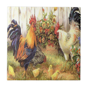 De Cerâmica Azulejo francês da galinha do galo do país