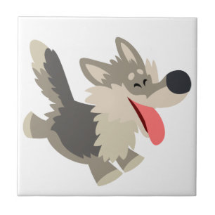 De Cerâmica Azulejo Frolicsome bonito do lobo dos desenhos