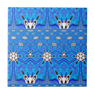 De Cerâmica azulejo geométrico azul da matriz da grade