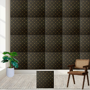 De Cerâmica Azulejo Geométrico Dourado e preto sofisticado