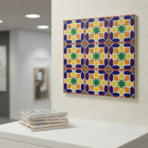 De Cerâmica Azulejo Geométrico Marroquino Vibrante Azul