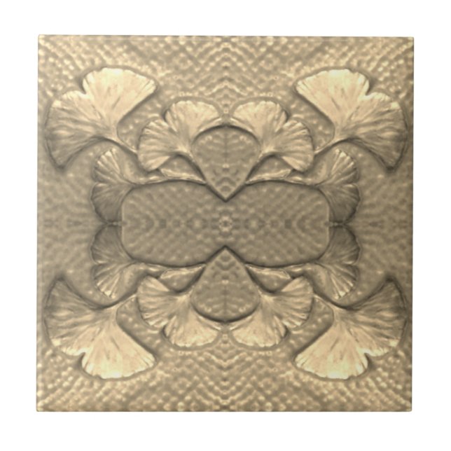De Cerâmica Azulejo Gingko Cerâmico ouro (Frente)