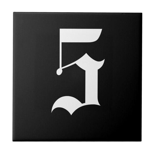 De Cerâmica Azulejo gótico do número da casa - branco no preto (Frente)