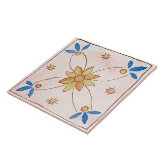 De Cerâmica Azulejo grande cerâmico estilo siciliano “Rosa” (Lateral)