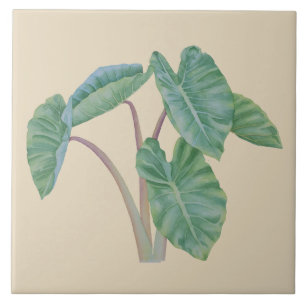 De Cerâmica Azulejo havaiano tropical da aguarela do Taro